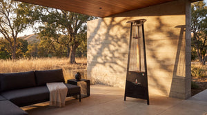 Lava Heat Italia Capri patio heater in Hammered Black - outdoor setting