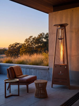 Lava Heat Italia Capri patio heater in Heritage Bronze - outdoor setting