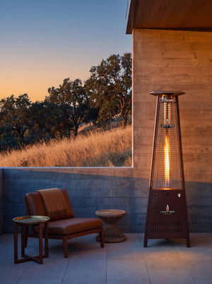 Lava Heat Italia Capri patio heater in Heritage Bronze - outdoor setting