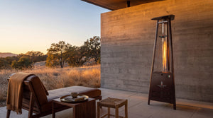 Lava Heat Italia Capri patio heater in Heritage Bronze - outdoor setting