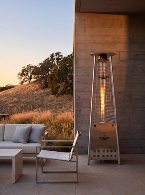 Lava Heat Italia Capri patio heater in Stainless Steel - outdoor setting