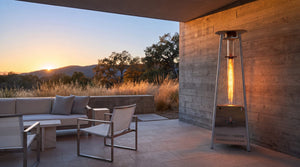Lava Heat Italia Capri patio heater in Stainless Steel - outdoor setting