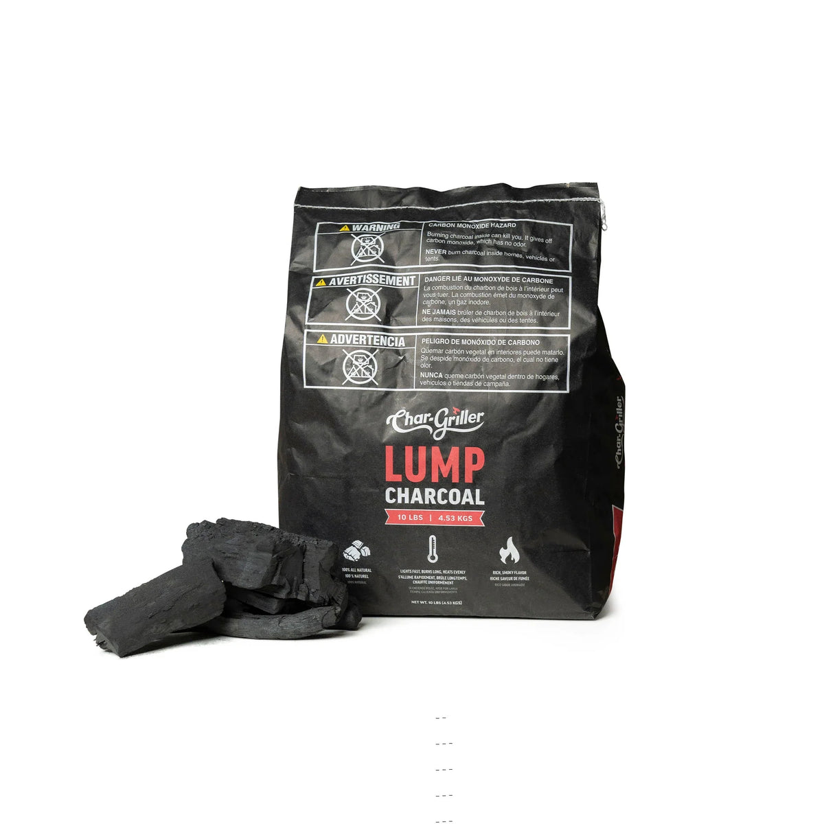 Char-Griller lump charcoal packaging front view