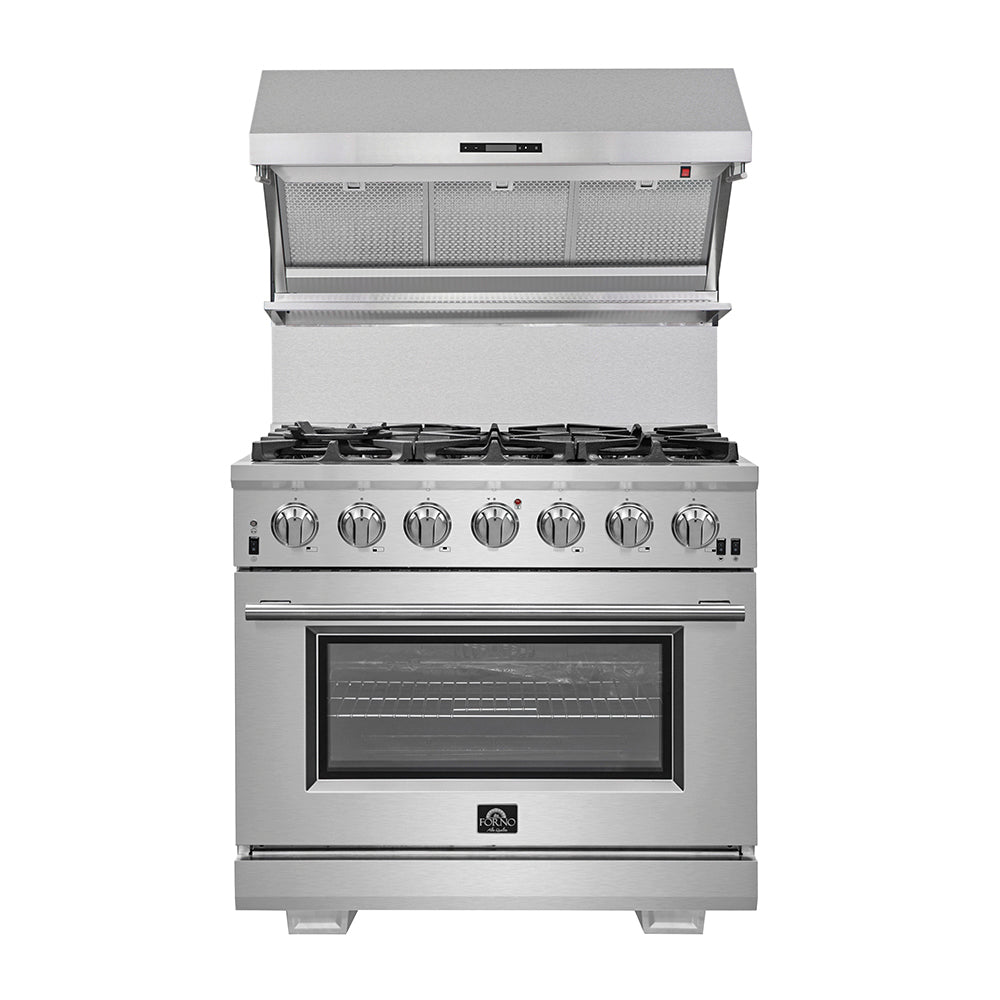 Forno Capriasca 36-Inch Gas Range FFSGS6260-36 – Stainless Steel – Combo HB 36 chkclw