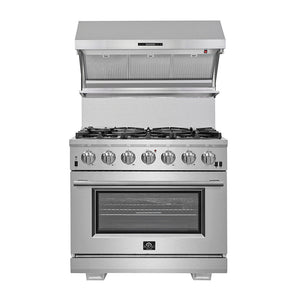 Forno Capriasca 36-Inch Gas Range FFSGS6260-36 – Stainless Steel – Combo HB 36 chkclw