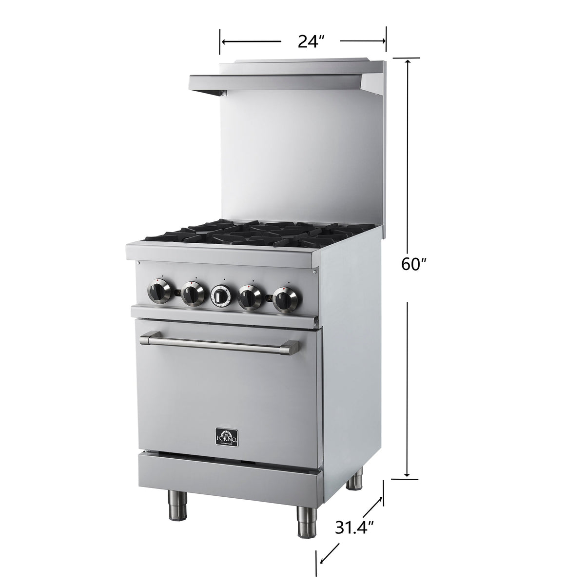 Forno Commerciale 24-Inch Commercial Gas range 1 oven FCMGR0093-24 – Stainless Steel – Commercial Gas Range FCMGR0093 24 Dimensions 2025 08 19