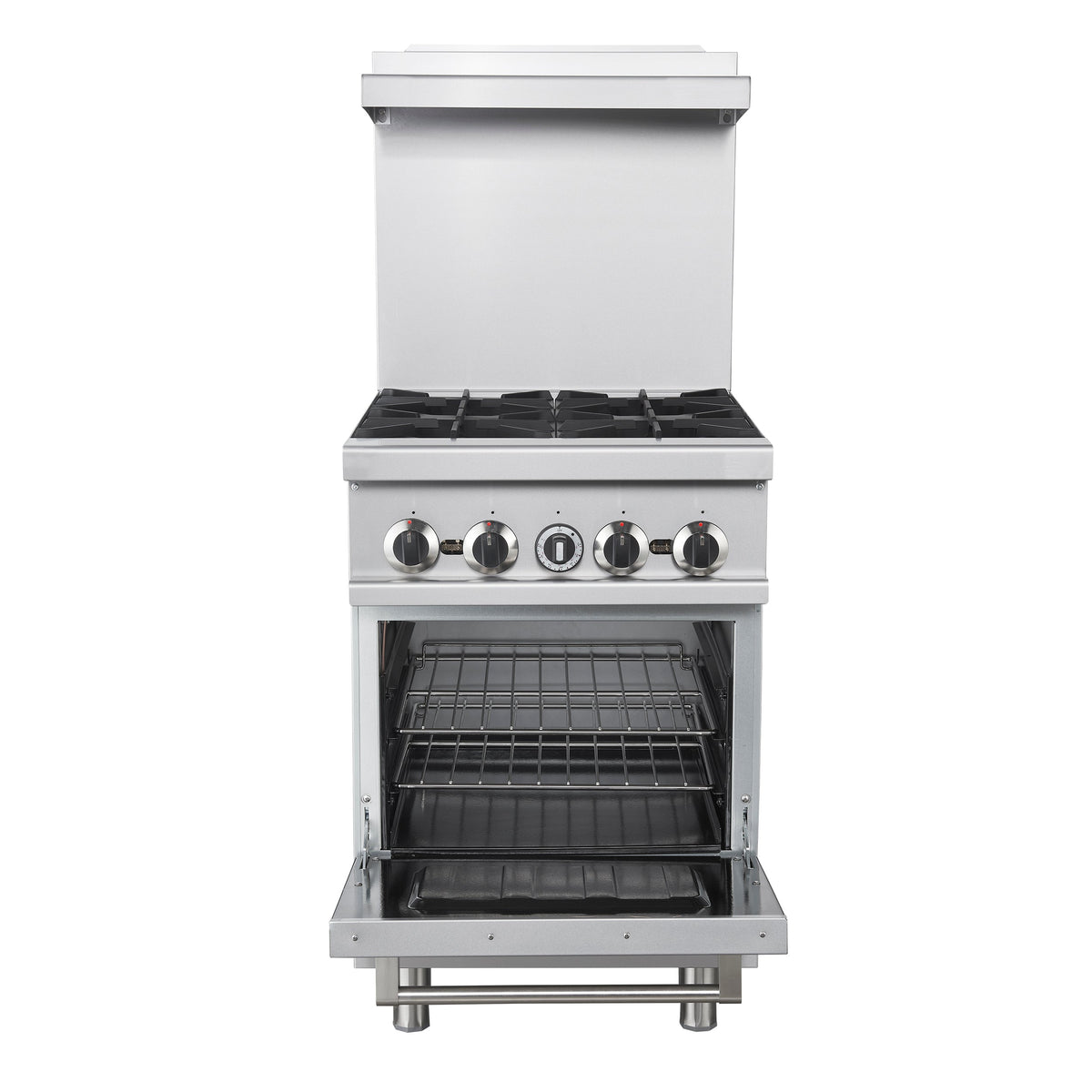 Forno Commerciale 24-Inch Commercial Gas range 1 oven FCMGR0093-24 – Stainless Steel – Commercial Gas Range FCMGR0093 24 Front Opened 2025 08 19