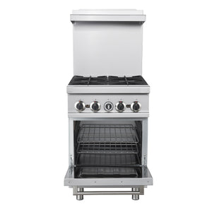 Forno Commerciale 24-Inch Commercial Gas range 1 oven FCMGR0093-24 – Stainless Steel – Commercial Gas Range FCMGR0093 24 Front Opened 2025 08 19
