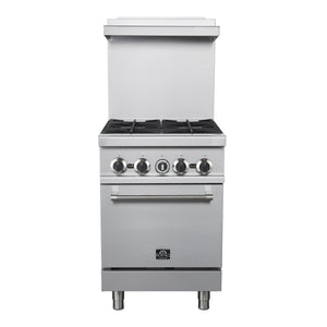 Forno Commerciale 24-Inch Commercial Gas range 1 oven FCMGR0093-24 – Stainless Steel – Commercial Gas Range FCMGR0093 24 Front 2025 08 19