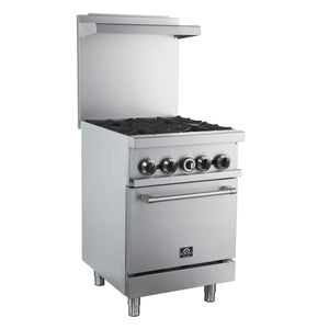 Forno Commerciale 24-Inch Commercial Gas range 1 oven FCMGR0093-24 – Stainless Steel – Commercial Gas Range FCMGR0093 24 Left Angle 2025 08 19