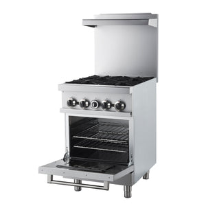 Forno Commerciale 24-Inch Commercial Gas range 1 oven FCMGR0093-24 – Stainless Steel – Commercial Gas Range FCMGR0093 24 Right Angle Opened 2025 08 19