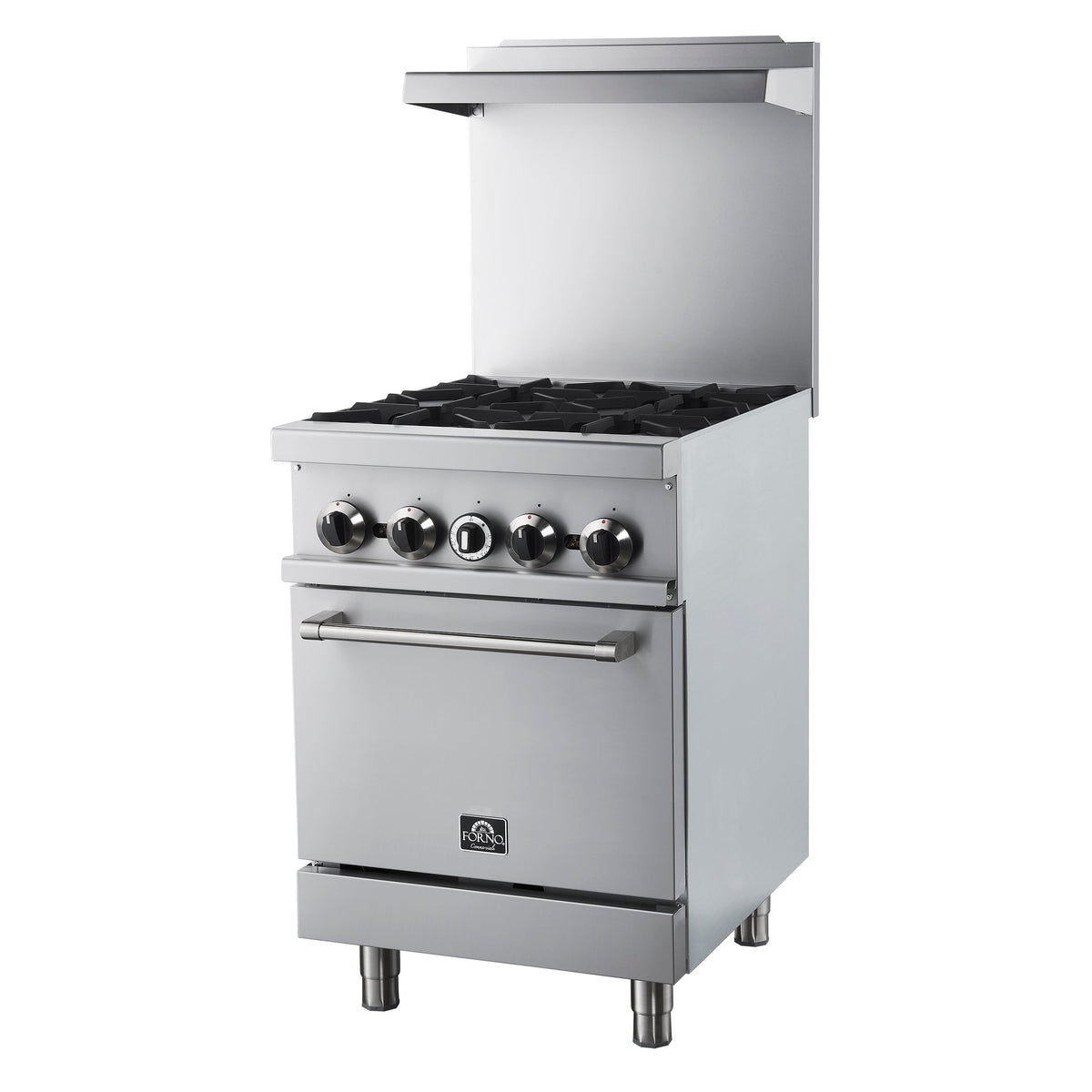 Forno Commerciale 24-Inch Commercial Gas range 1 oven FCMGR0093-24 – Stainless Steel – Commercial Gas Range FCMGR0093 24 Right Angle 2025 08 19