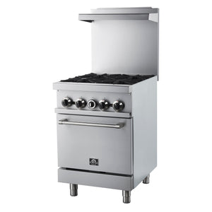 Forno Commerciale 24-Inch Commercial Gas range 1 oven FCMGR0093-24 – Stainless Steel – Commercial Gas Range FCMGR0093 24 Right Angle 2025 08 19
