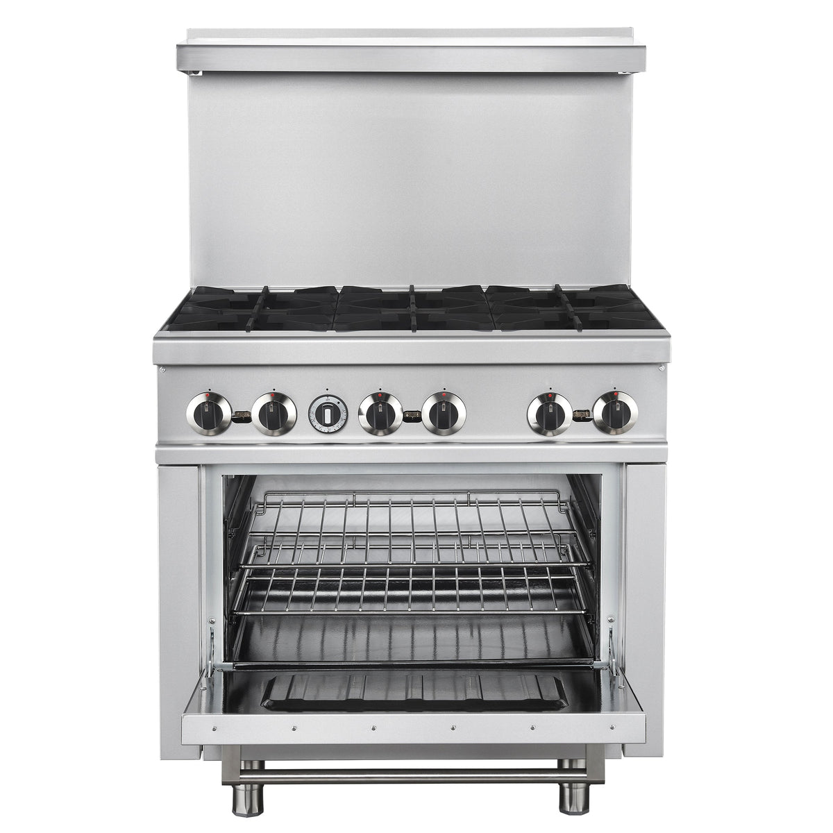 Forno Commerciale 36-Inch Commercial Gas range 1 oven FCMGR0093-36 – Stainless Steel – Commercial Gas Range FCMGR0093 36 Front Opened 2025 08 19