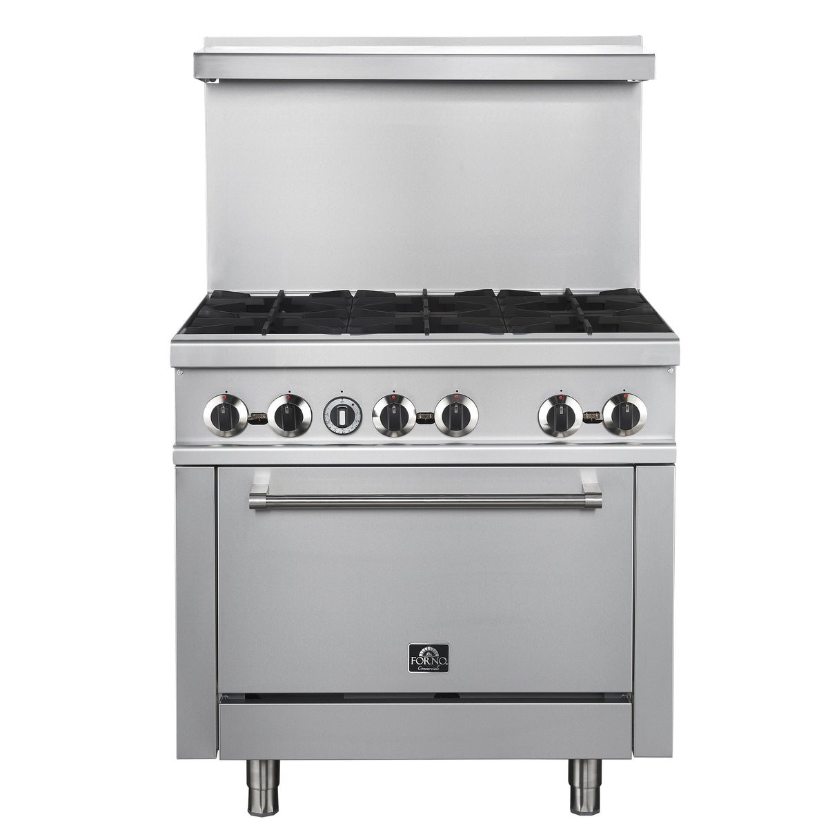 Forno Commerciale 36-Inch Commercial Gas range 1 oven FCMGR0093-36 – Stainless Steel – Commercial Gas Range FCMGR0093 36 Front 2025 08 19