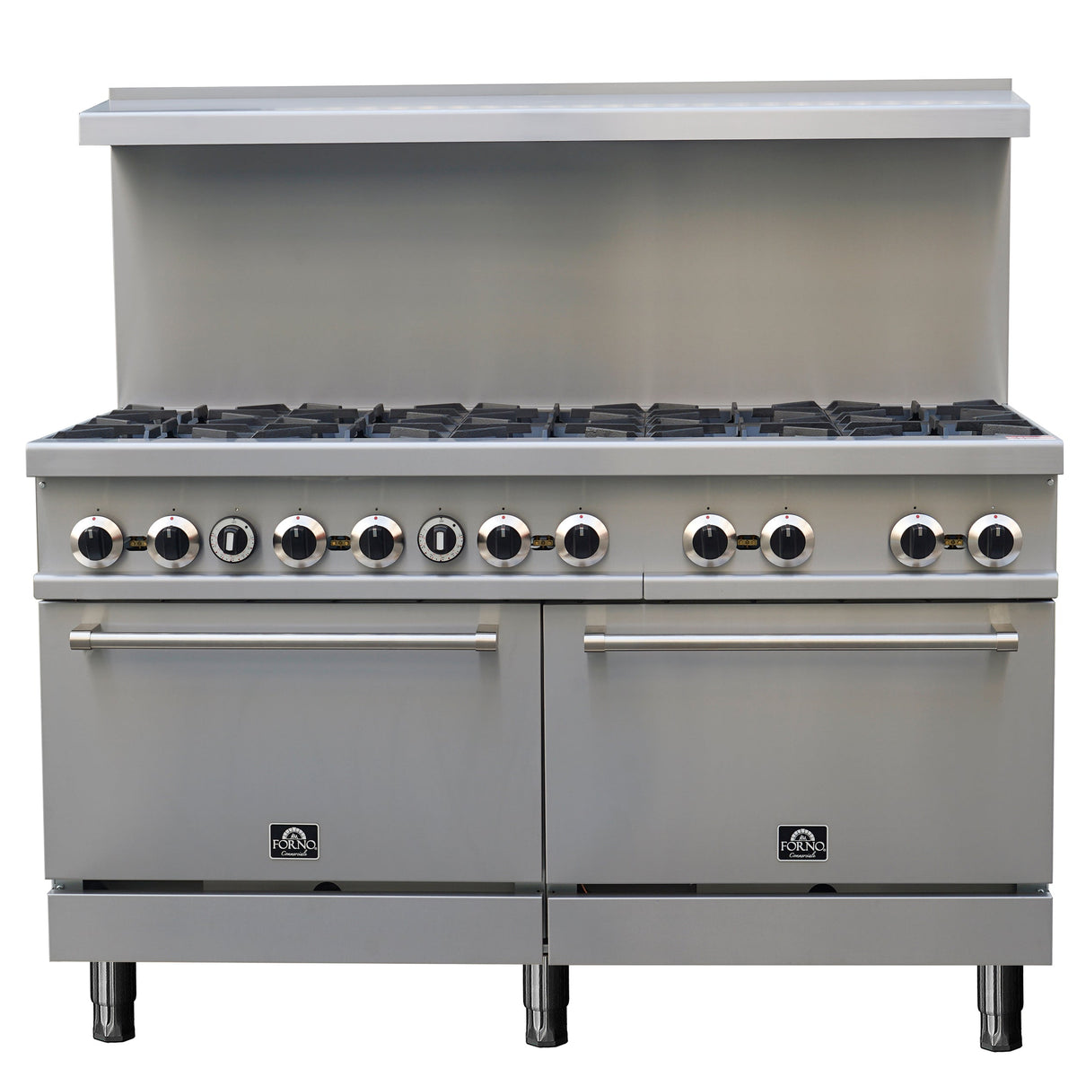 Forno Commerciale 60-Inch Commercial Gas Ranges 2 ovens FCMGR0093-60 – Stainless Steel – Commercial 20 Gas Range FCMGR0093 60 Front 2026 01 12
