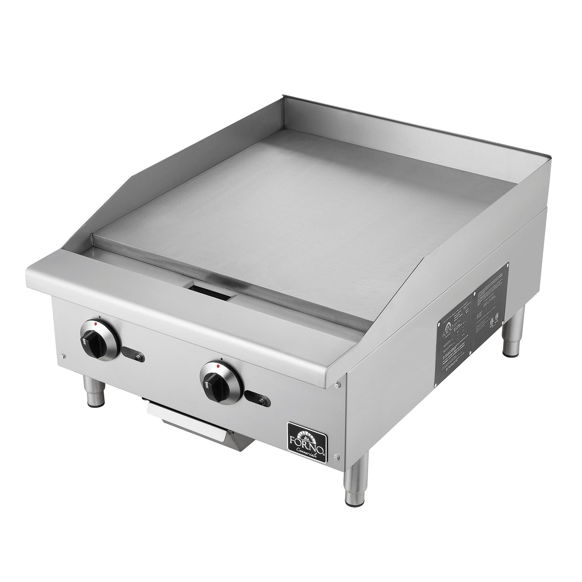 Forno Commerciale 24-Inch Commercial Gas Griddle FCMGG0055-24 – Stainless Steel – Commercial Gas Griddle FCMGG0055 24 Right Angle 2 2025 08 22