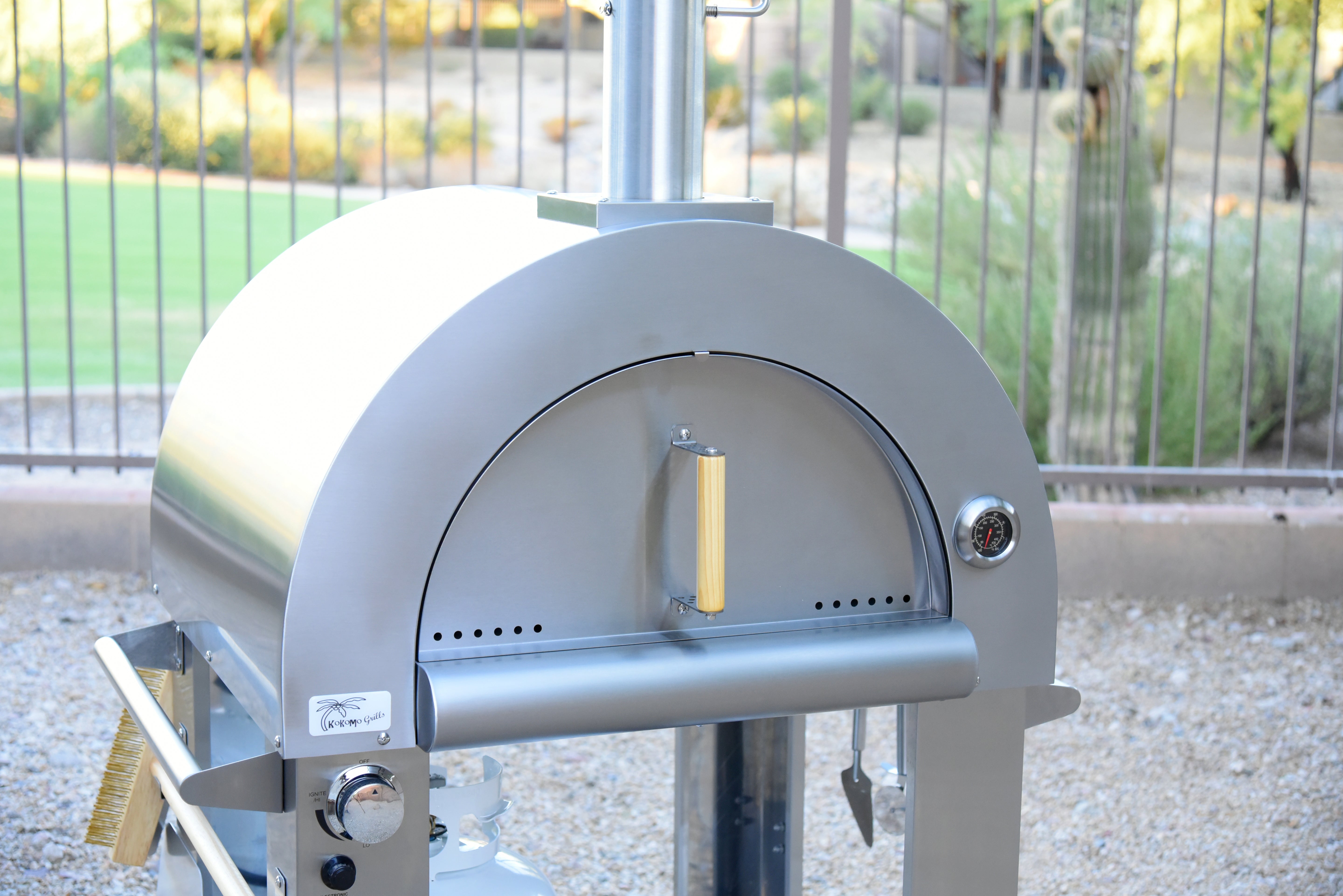 Kokomo 32 Inch Dual Fuel Gas or Wood Fired Stainless Steel Pizza Oven