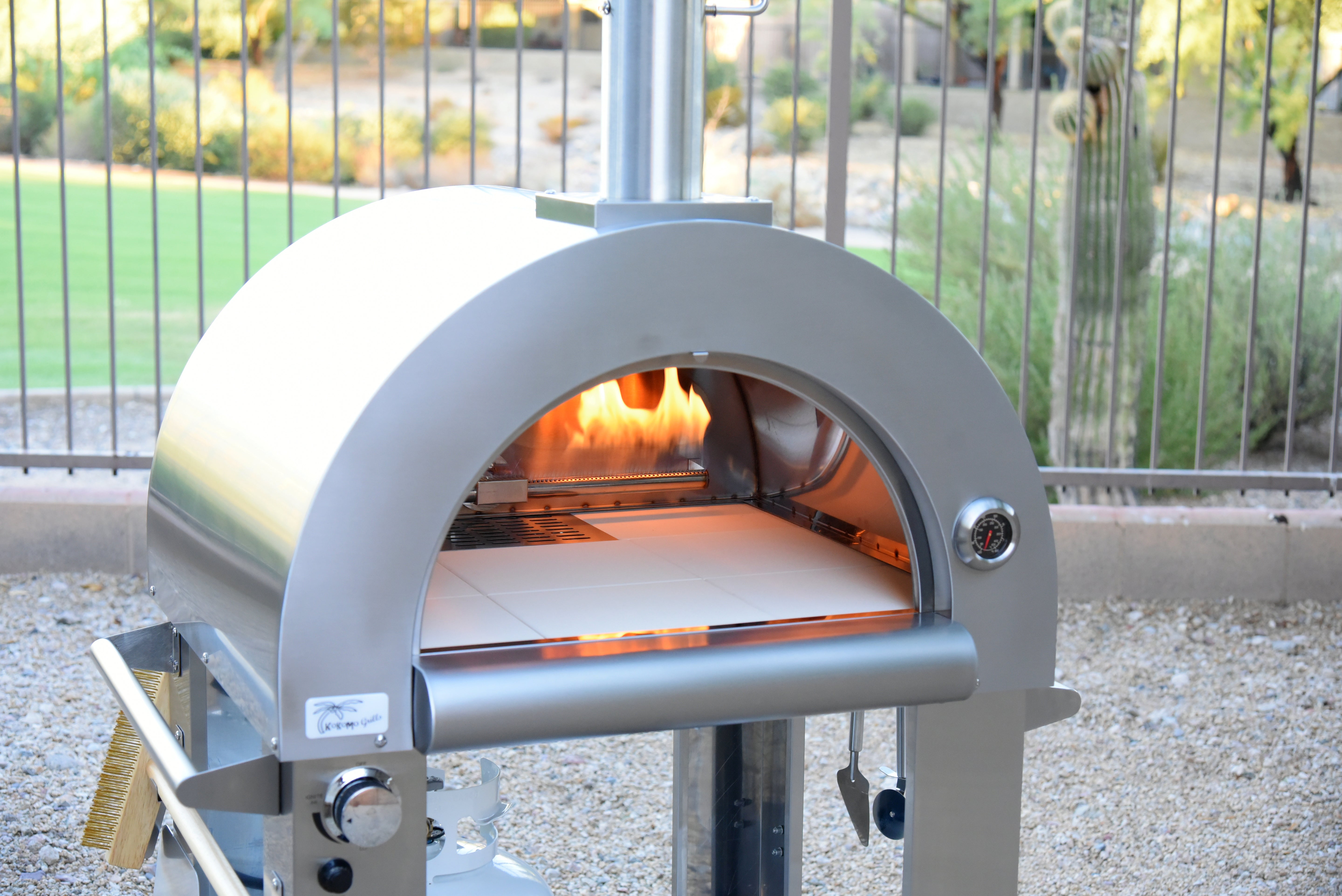 Kokomo 32 Inch Dual Fuel Gas or Wood Fired Stainless Steel Pizza Oven