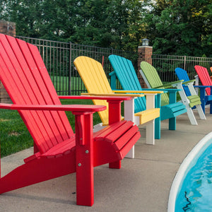 Luxcraft Colorful Deluxe Adirondack chairs arranged outdoors