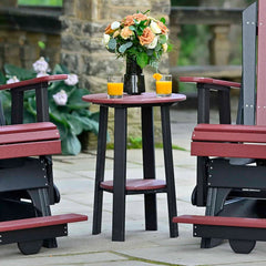 Luxcraft 28-inch Deluxe End Table beside elevated patio chairs
