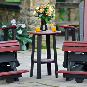 Luxcraft 28-inch Deluxe End Table beside elevated patio chairs