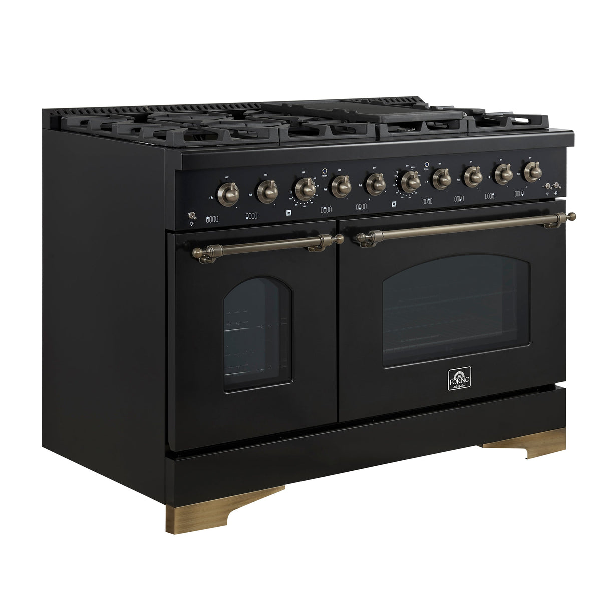 Forno Antico 48-Inch Dual Fuel Range FFSGS6113-48 – Black – Dual Fuel Range FFSGS6113 48BLK Left Angle 2026 09 25