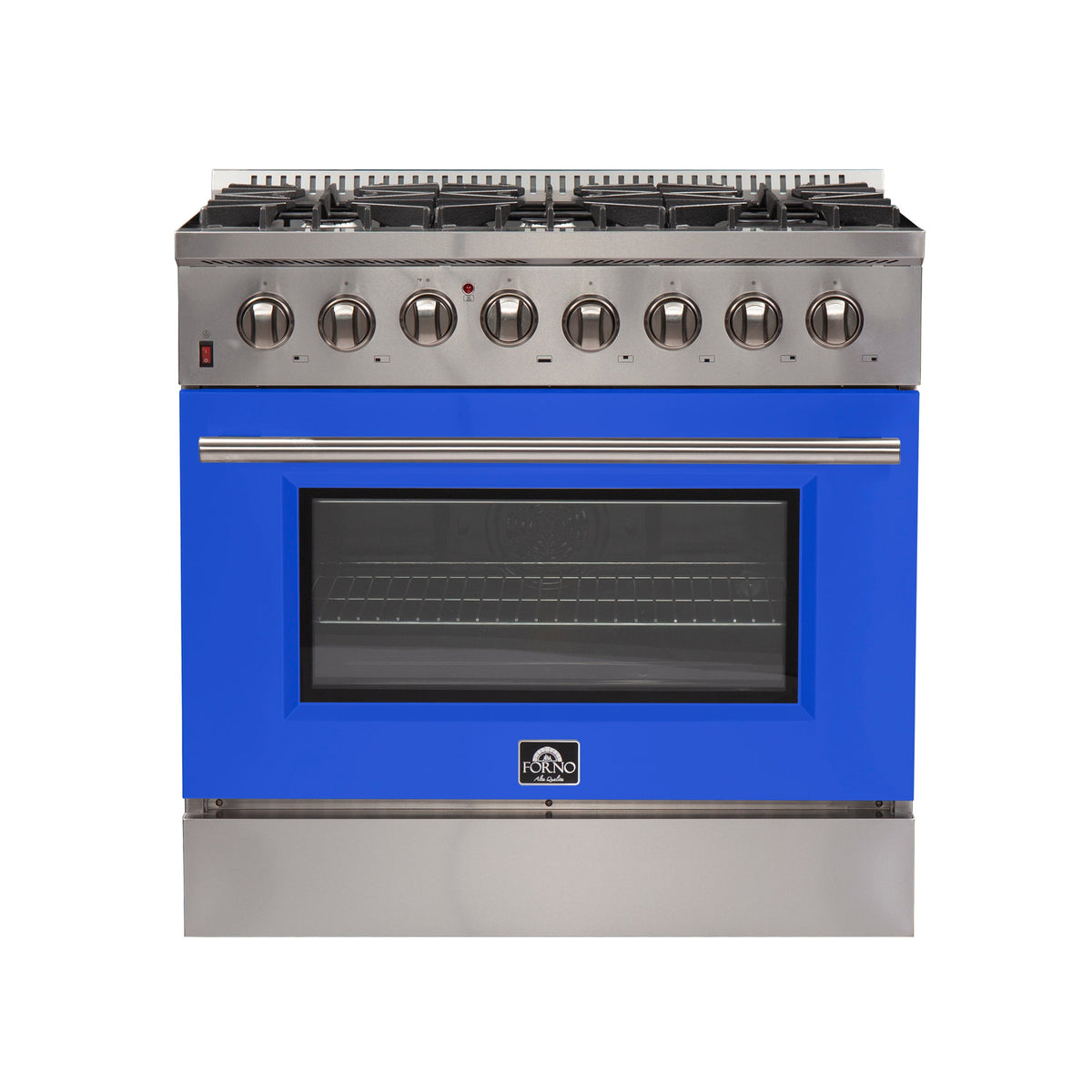 Forno Galiano 36-Inch Dual Fuel Range FFSGS6156-36BLU – Stainless Steel – Dual Fuel FFSGS6156 36BLU 36BLU front blue door 2025 09 26