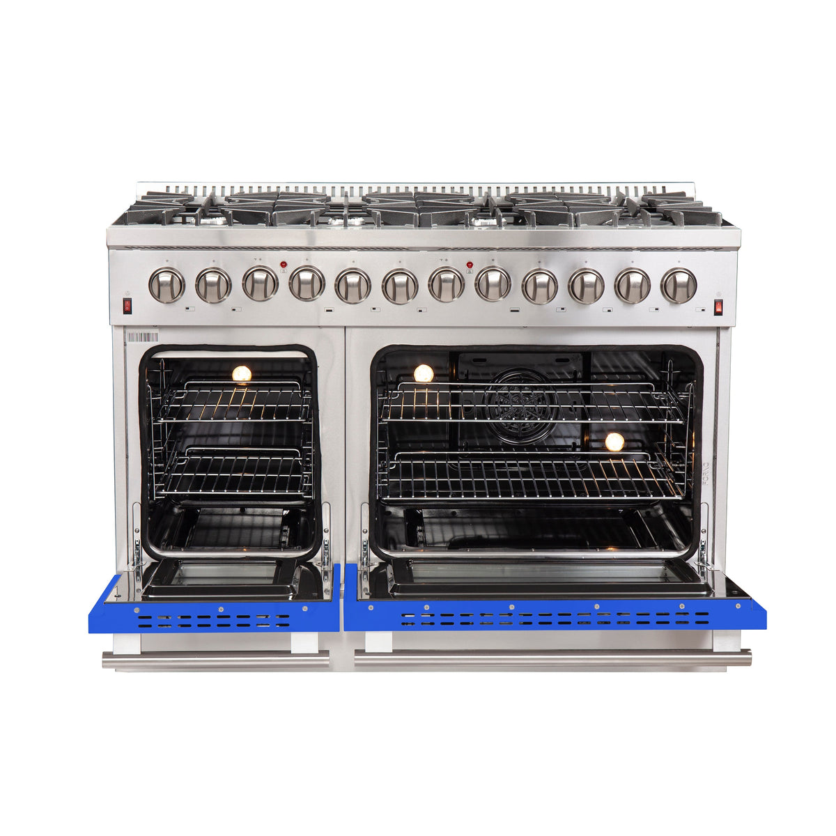 Forno Galiano 48-Inch Dual Fuel Range FFSGS6156-48BLU – Stainless Steel – Dual Fuel FFSGS6156 48BLU front open blue door 2025 10 16