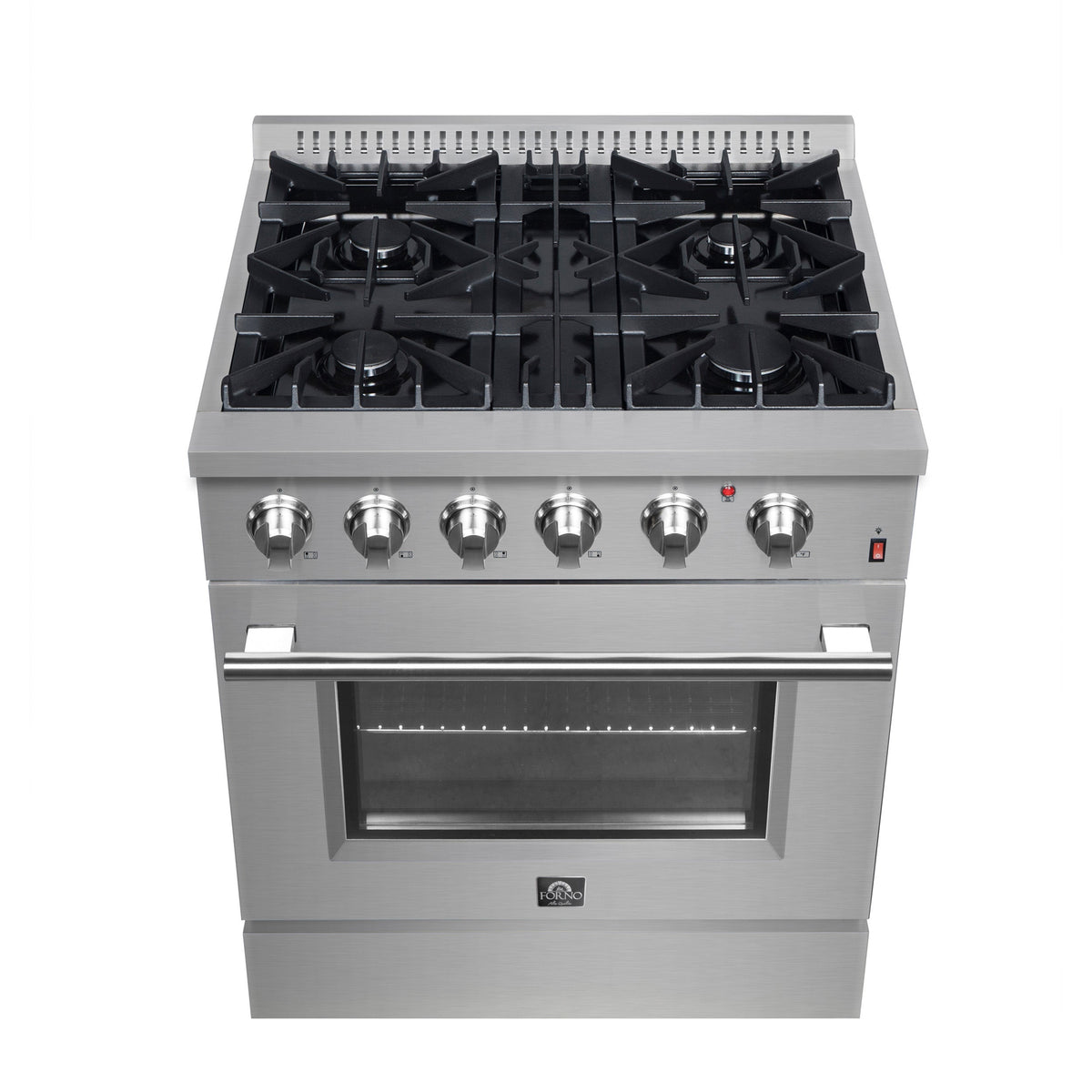 Forno Marco 30-Inch Dual Fuel Range FFSGS6197-30 – Stainless Steel – Dual Fuel Range FFSGS6197 30 V1 Front Top Overview 2024 09 23