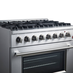 Forno Marco 36-Inch Dual Fuel Range FFSGS6197-36 – Stainless Steel – Dual Fuel Range FFSGS6197 36 V1 Angle Left Front 2024 09 23