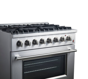 Forno Marco 36-Inch Dual Fuel Range FFSGS6197-36 – Stainless Steel – Dual Fuel Range FFSGS6197 36 V1 Angle Left Front 2024 09 23 jpg