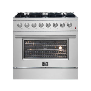 Forno Marco 36-Inch Dual Fuel Range FFSGS6197-36 – Stainless Steel – Dual Fuel Range FFSGS6197 36 V1 Front 2024 09 23 jpg