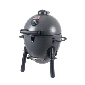 Char-Griller AKORN Jr. E86714 grey kamado charcoal grill front angle