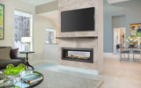Majestic Echelon II 48 see-through linear gas fireplace in a living room