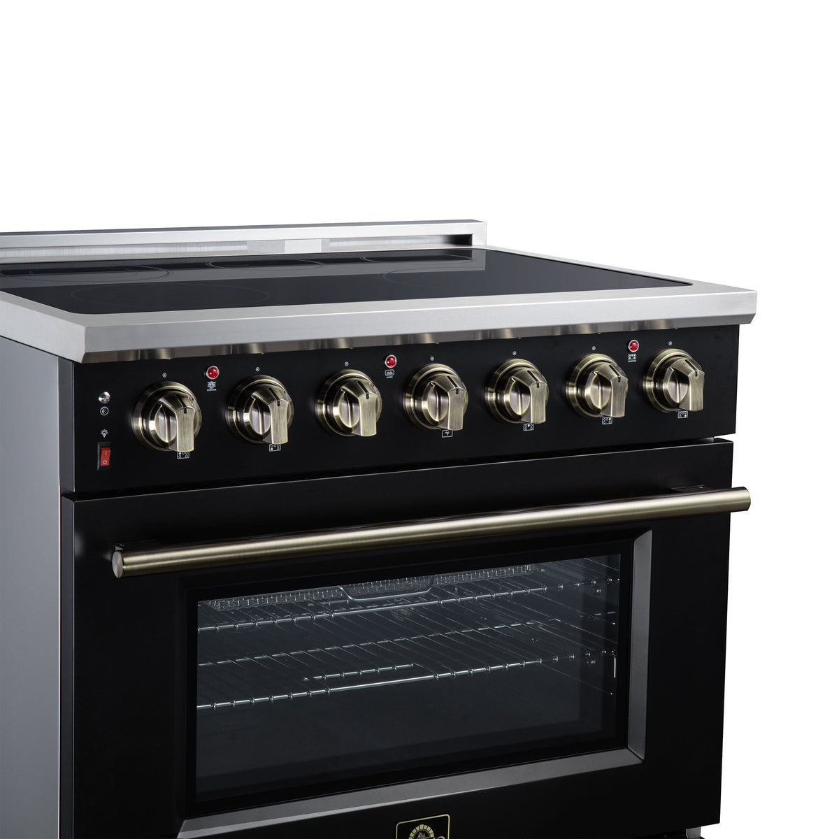 Forno Massimo 36-Inch Electric Range FFSEL6020-36 – Black – Electric Range FFSEL6020 36BLK Left Angle Close Up 2026 07 28