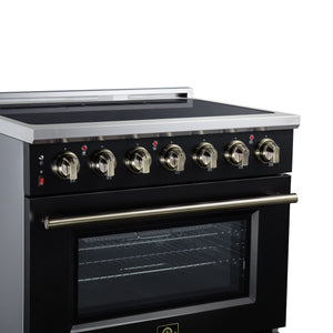 Forno Massimo 36-Inch Electric Range FFSEL6020-36 – Black – Electric Range FFSEL6020 36BLK Left Angle Close Up 2026 07 28