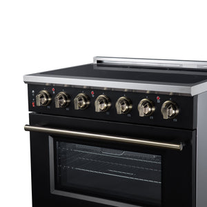 Forno Massimo 36-Inch Electric Range FFSEL6020-36 – Black – Electric Range FFSEL6020 36BLK Right Angle Close Up 2026 07 28