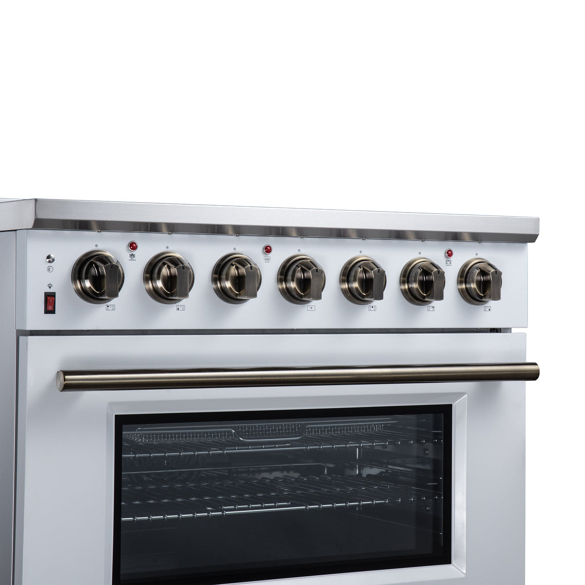 Forno Massimo 36-Inch Electric Range FFSEL6020-36 – White – Electric Range FFSEL6020 36WHT Control Panel Left Angle 2026 07 28