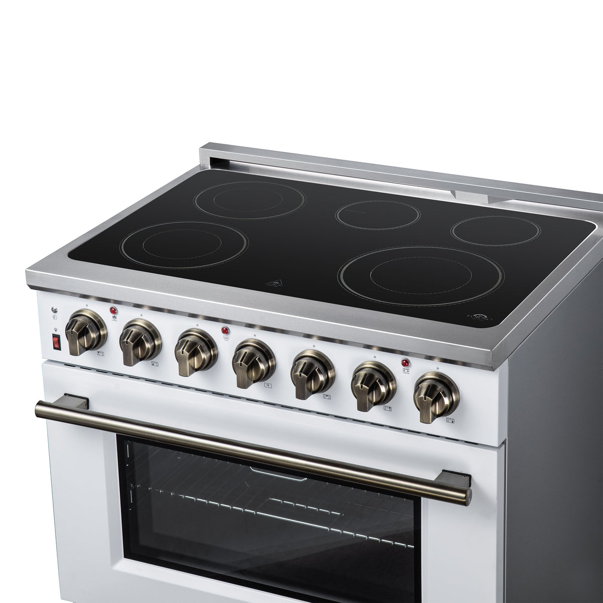 Forno Massimo 36-Inch Electric Range FFSEL6020-36 – White – Electric Range FFSEL6020 36WHT Cooktop Right Angle 2026 07 28