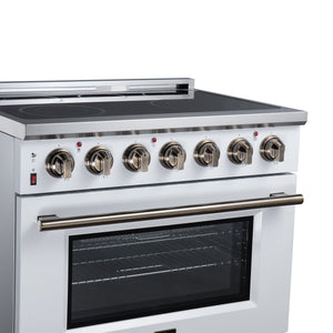 Forno Massimo 36-Inch Electric Range FFSEL6020-36 – White – Electric Range FFSEL6020 36WHT Left Angle Close Up 2026 07 28