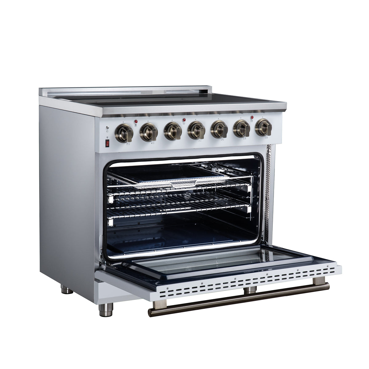 Forno Massimo 36-Inch Electric Range FFSEL6020-36 – White – Electric Range FFSEL6020 36WHT Left Angle Open 2026 07 28