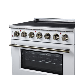 Forno Massimo 36-Inch Electric Range FFSEL6020-36 – White – Electric Range FFSEL6020 36WHT Right Angle Close Up 2026 07 28