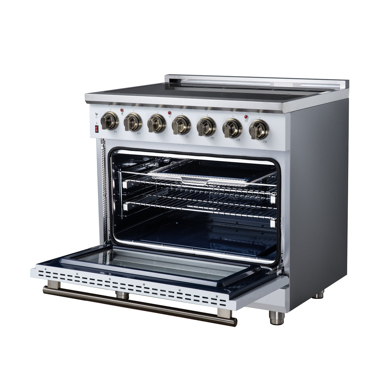 Forno Massimo 36-Inch Electric Range FFSEL6020-36 – White – Electric Range FFSEL6020 36WHT Right Angle Open 2026 07 28