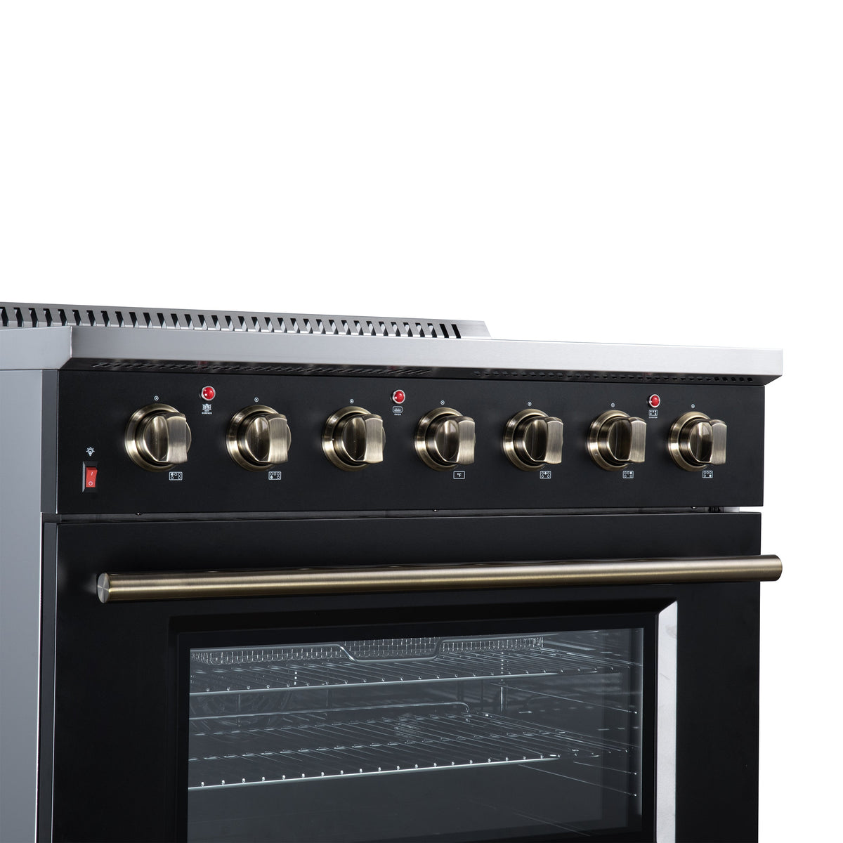 Forno Galiano 36-Inch Electric Range FFSEL6083-36 – Black – Electric Range FFSEL6083 36BLK Control Panel Left Angle 2026 07 22