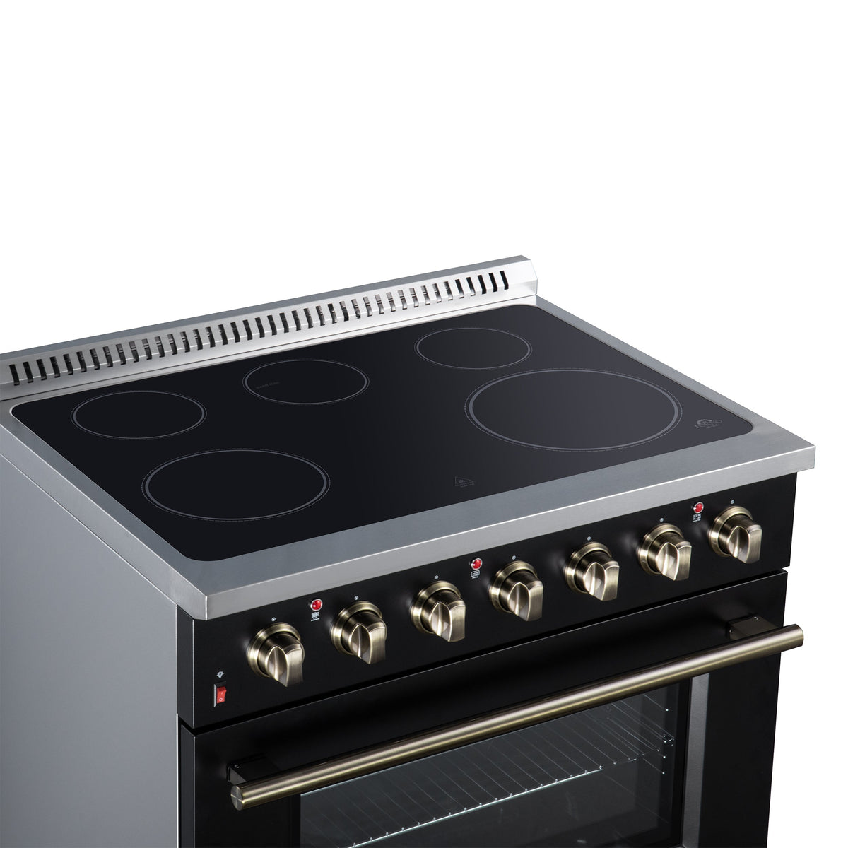 Forno Galiano 36-Inch Electric Range FFSEL6083-36 – Black – Electric Range FFSEL6083 36BLK Cooktop Left Angle 2026 07 22