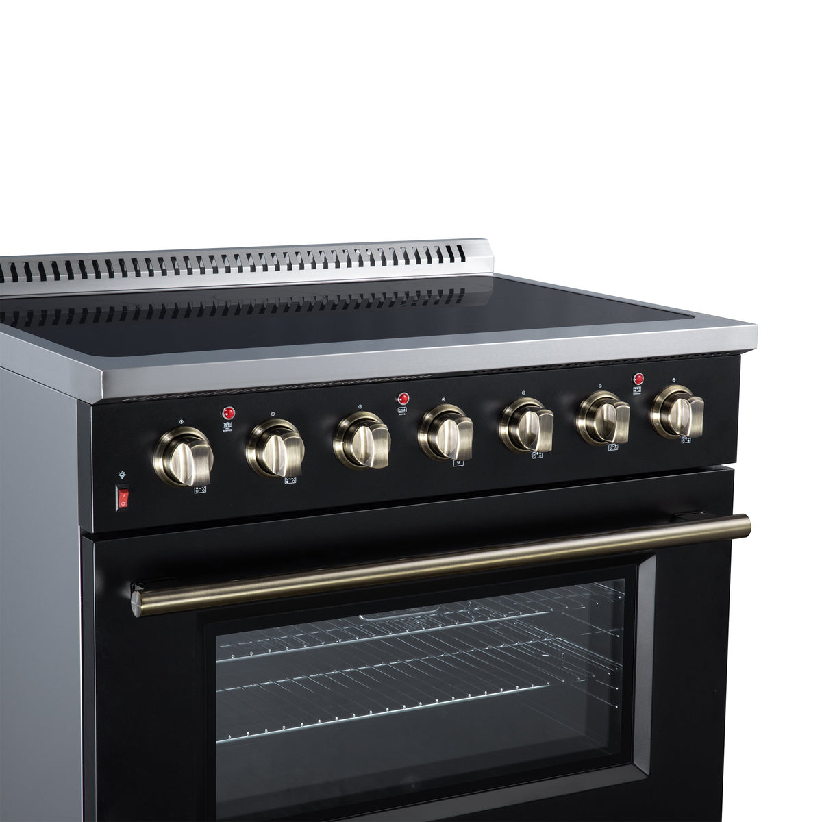 Forno Galiano 36-Inch Electric Range FFSEL6083-36 – Black – Electric Range FFSEL6083 36BLK Left Angle Close Up 2026 07 22