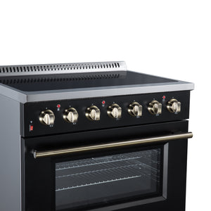 Forno Galiano 36-Inch Electric Range FFSEL6083-36 – Black – Electric Range FFSEL6083 36BLK Left Angle Close Up 2026 07 22