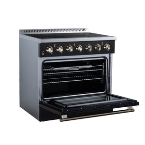 Forno Galiano 36-Inch Electric Range FFSEL6083-36 – Black – Electric Range FFSEL6083 36BLK Left Angle Open 2026 07 22