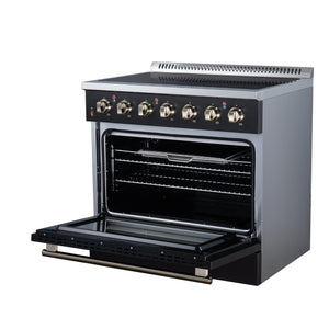 Forno Galiano 36-Inch Electric Range FFSEL6083-36 – Black – Electric Range FFSEL6083 36BLK Right Angle Open 2026 07 22